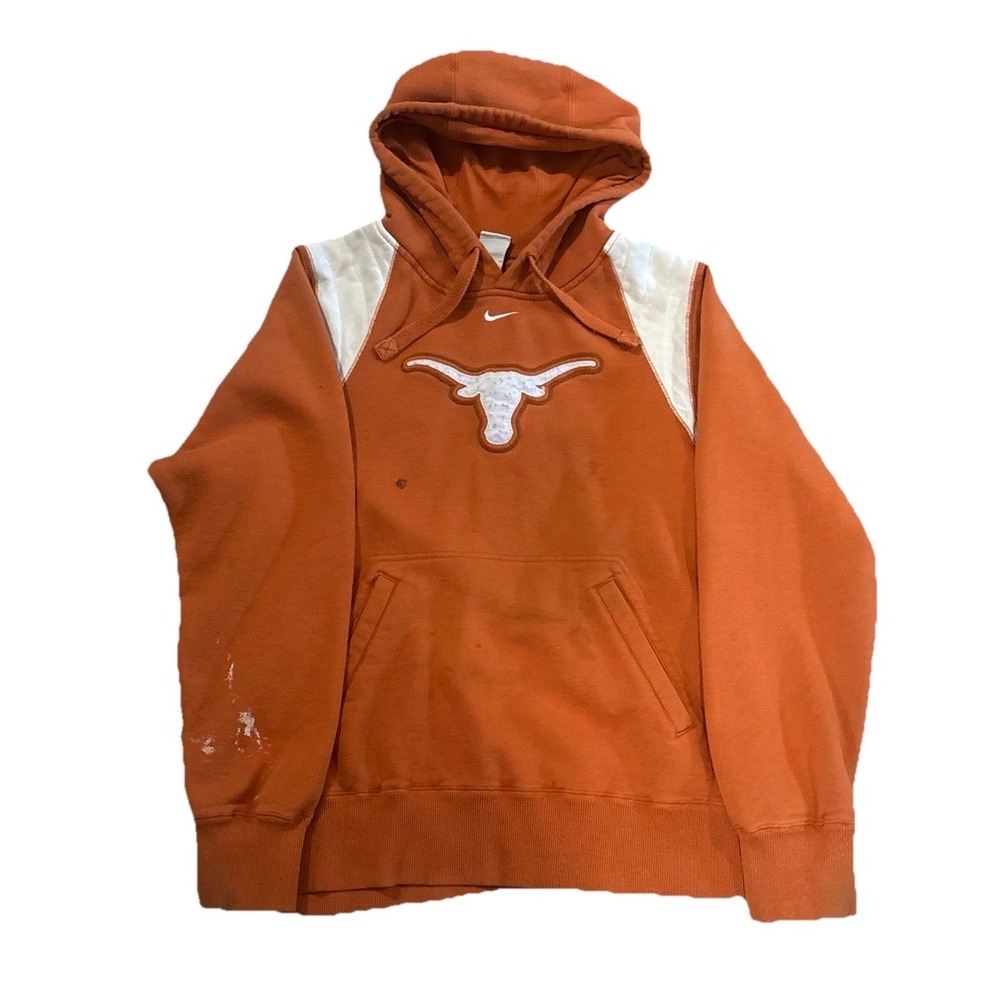 Y2K Nike Texas Longhorns Hoodie Mens Small Burnt Orange NCAA Sports SOME PAINT